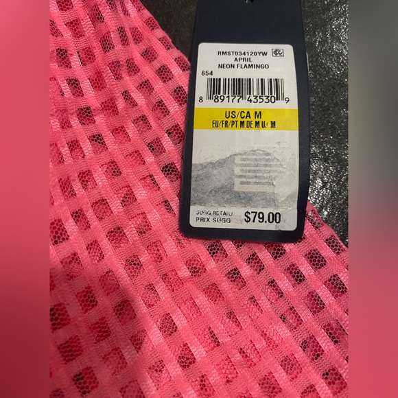 Mesh Bandeau Crop Top Neon Flamingo Pink - Picture 3 of 7